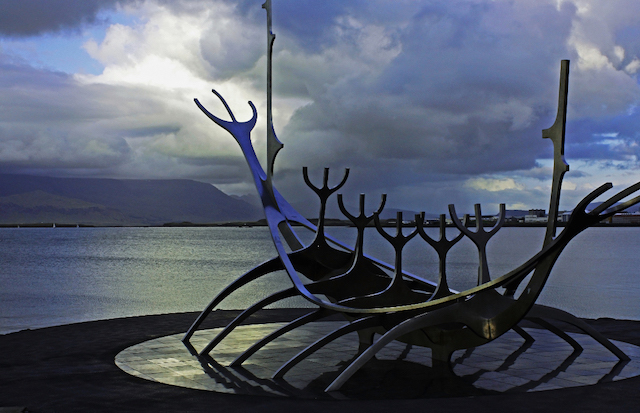 Viking ship statue in downtown Reykjavík