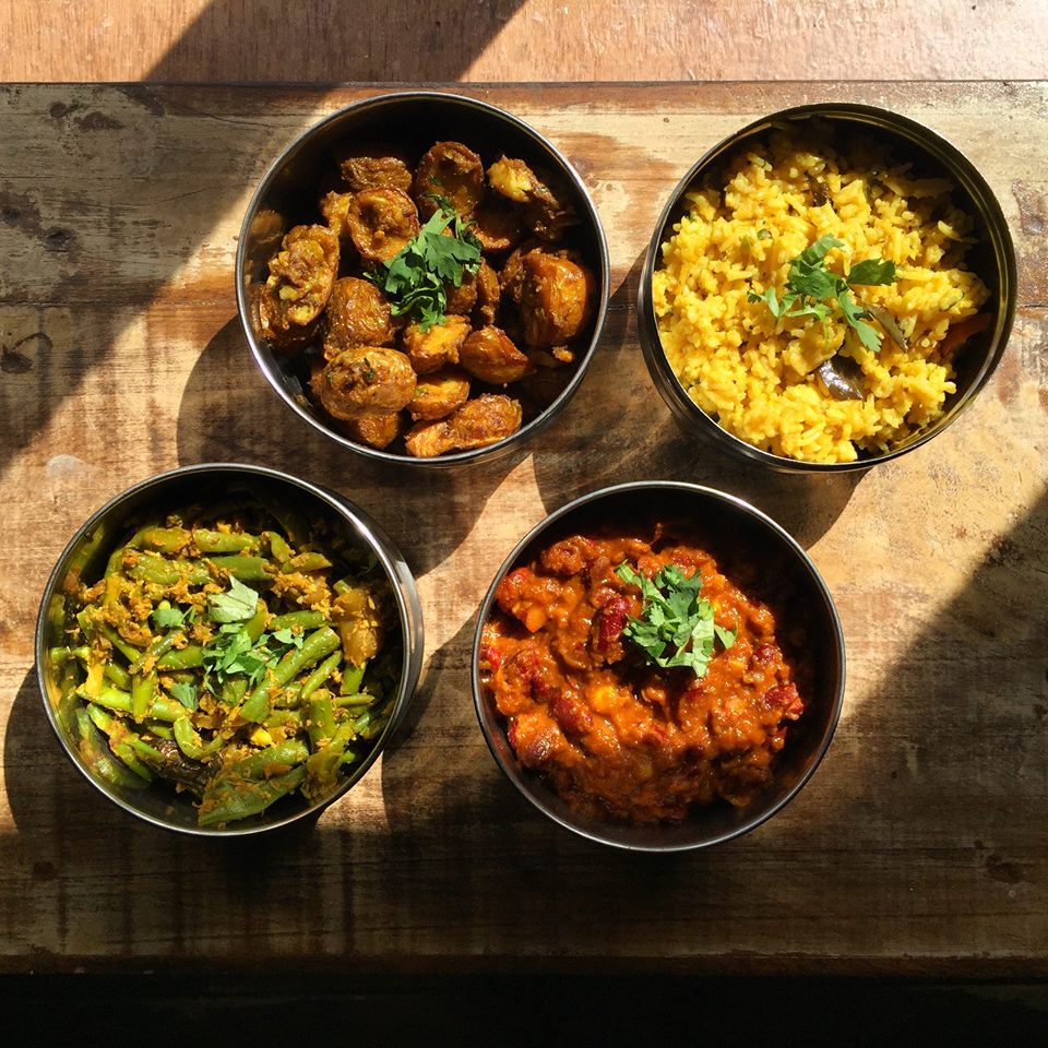 Vegan food from Hraðlestin, an Indian food restaurant in Reykjavík that offers vegan options