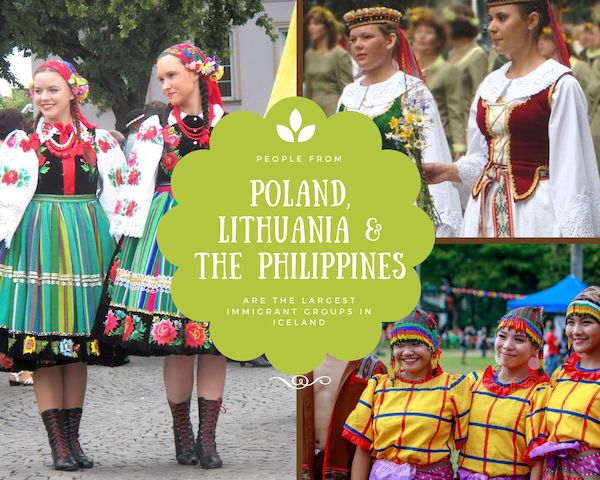 Women in traditional clothing from Poland, Lithuania, and The Philippines for the 2019 Iceland news wrap on the All Things Iceland podcast